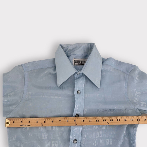 Vintage 70's Wayne Rogers Disco Polyester Shirt Size S/M - Picture 8 of 10